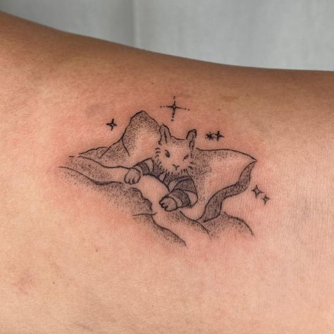 Cat On Cloud Tattoo, Golden Slumbers Tattoo, Good Night Moon Tattoo, 2000s Nostalgia Tattoo, Moon With Stars Tattoo, Moon Tattoo Flash, Goodnight Moon Tattoo, Evelyn Wang, Pillow Tattoo