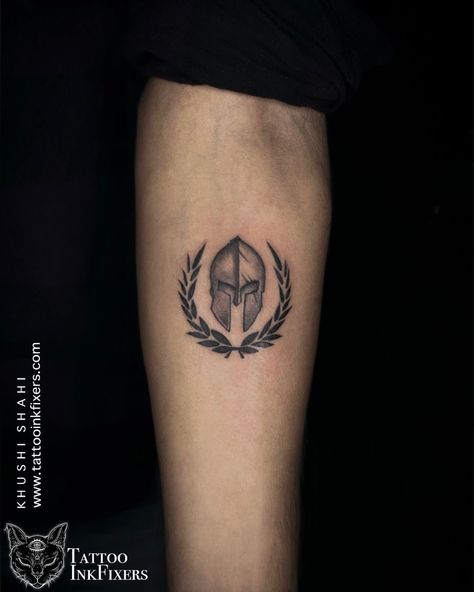 250+ Spartan Tattoos Designs and Ideas (2023) - TattoosBoyGirl Ancient Greece Tattoo Ideas, Spartan Tattoo Ideas, Spartan Tattoos, Tattoo Designs For Guys, Ares Tattoo, Spartan Helmet Tattoo, Ancient Greek Design, Wörter Tattoos, Shield Tattoo