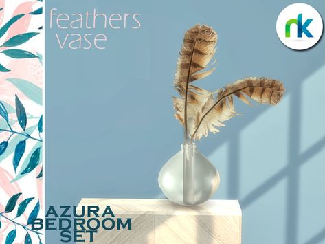 Azura Feathers Vase by Nikadema Sims Inspiration, Sims Clothes, Sims Ideas, Dry Plants, Sims 4 Build, Sims Community, Ts4 Cc, Floor Vase, Electronic Art