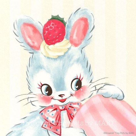 Drawing Animals, Hello Kitty Drawing, Cottage Art, Vintage Bunny, Vintage Kitsch, Light Bright, Vintage Greeting Cards, Vintage Cartoon, Vintage Artwork