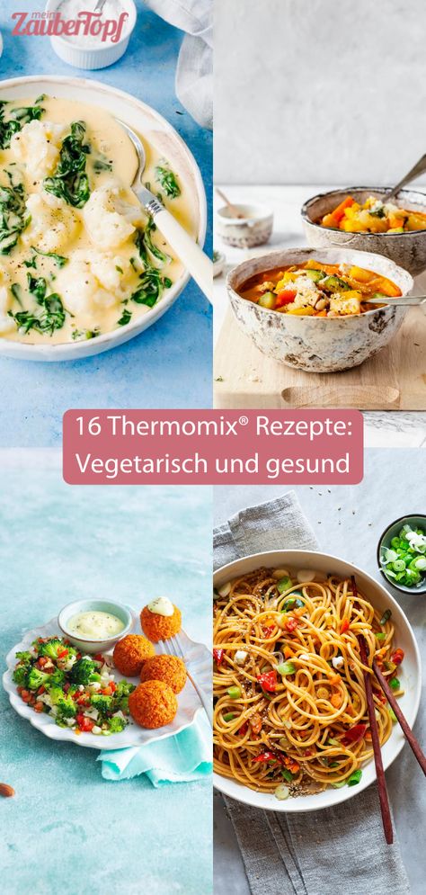 Auf der Suche nach leckeren und gesunden vegetarischen Rezepten für den Thermomix®? Diese Sammlung hat jede Menge tolle Rezepte, die dich und deine Liebsten glücklich machen werden. Thermomix Recipes, Healthy Recipes