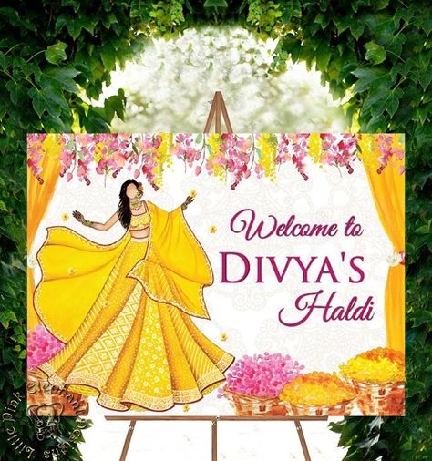 Haldi Welcome Board Design, Haldi Signage Board, Haldi Ceremony Poster Design, Haldi Standee Design, Haldi Welcome Board Template, Haldi Sunboard, Welcome To Haldi Board, Haldi Welcome Board Ideas, Haldi Poster Design