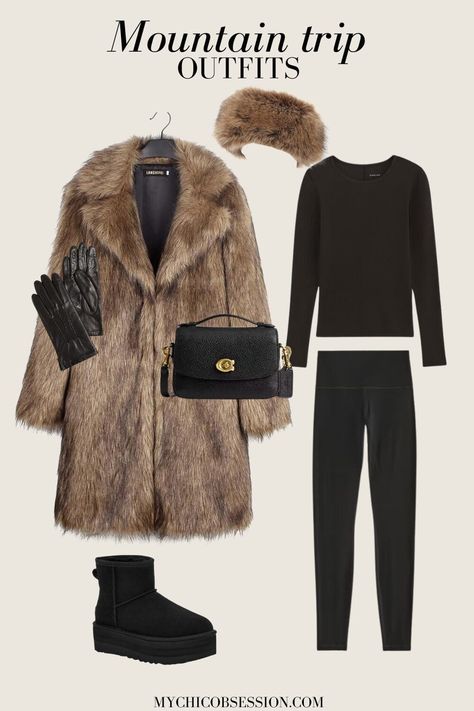 Aspen Western Chic, Aspen Dinner Outfit Winter, Ski Trip Outfits For Women, Park City Utah Winter Outfits, Winter Mountain Outfit, Colorado Winter Outfits, Cabin Trip Outfit, Winter Outfit Board, Ski Trip Outfits