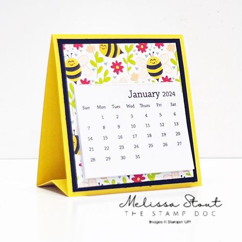 I just added instructions to today’s blog post for this simple easel calendar. Of course you can easily substitute the Bee Mine paper for your favorite pattern paper and add more embellishments. The size and design are perfect for mailing in our medium white envelopes. I also share the link for the calendars. Check it out at thestampdoc.com and tag me @thestampdoc if you make one! ##papercrafts #cardsofinstagram #cardmakersofinstagram #stamping #diycards #melissastout #thestampdoc #pape... Handmade Desk Calendar, Small Desk Calendar, Diy Desk Calendar, Calendar Holder, Easel Calendar, Stamping Crafts, Mini Desk Calendar, Calendar Cards, Post It Note Holders