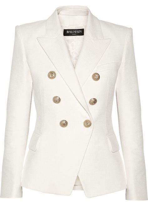 Balmain Jacket, Balmain Blazer, Blazer White, Cotton Blazer, Elegantes Outfit, Double Breasted Jacket, Breasted Blazer, White Jacket, Double Breasted Blazer