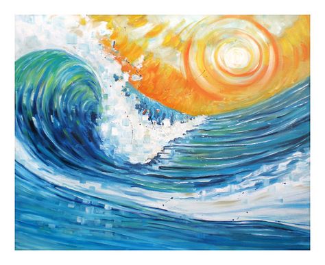 Hot And Cold Color Drawing, Beach Murals, Cold Drawing, Easy Painting Projects, Wave Stencil, Ocean Art Painting, Color Drawing Art, Color Drawing, Energy Art