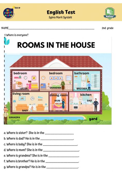 English 2nd Grade, Rooms In The House Activities For Kids, Rooms In The House Worksheet, House Activities For Kids, My House Worksheet, Letter Writing For Kids, House Worksheet, Speaking Activities English, English Today