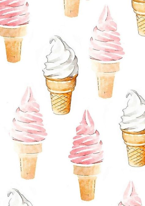 Fabric Ice Cream Art, Watercolor Food, Watercolor Fashion, Watercolour Inspiration, Soft Serve Ice Cream, Ice Cream Cones, Anime Food, 수채화 그림, Ice Cream Party