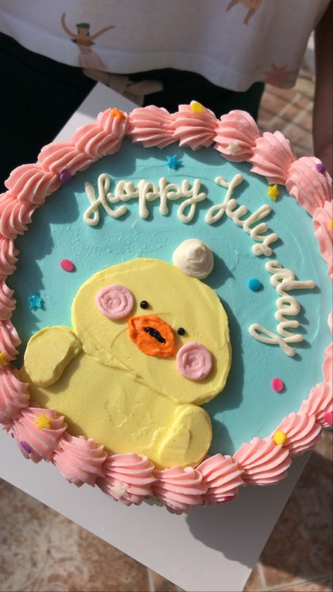 Duck Birthday Cake, Cake Duck, Duck Cakes, Duck Cake, Duck Birthday, Hat Cake, Korean Cake, Birthday Hat, Cute Cakes