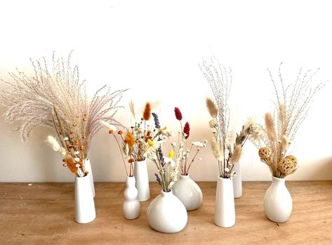 Small Dried Flower Arrangements Vase, Dried Flower Bud Vases, Mini Vases With Flowers, Dried Flower Table Arrangements, Non Flower Centerpieces Wedding, Small Dried Flower Arrangements, Mini Bouquet Wedding, Dried Flower Arrangements Wedding, Small Flower Centerpieces