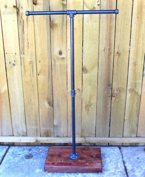 Michigan T stand clothing rack garment rack by Vintagesteelandwood Ikea Clothes Rack, Ikea Clothes, Kmart Clothes, Wood Clothing Rack, Hanging Clothes Rack, Wooden Clothes Rack, Portable Clothes Rack, Walmart Outfits, Diy Clothes Rack