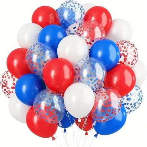 Balloons Latex Balloon Confetti Balloon - Temu White And Blue Balloons, Red White And Blue Decorations, Labor Day Decorations, Graduation Birthday Party, Carnival Party Decorations, Baseball Baby Shower Theme, Blue Decorations, Baseball Theme Party, Fest Temaer