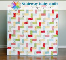 Stairway baby quilt - a free quilt pattern from A Bright Corner Chevron Quilt Tutorials, Selvage Quilts, Free Baby Quilt Patterns, Strip Quilt Patterns, Baby Quilt Tutorials, Jelly Roll Quilt Patterns, Baby Quilt Pattern, Charm Quilt, Baby Quilt Patterns