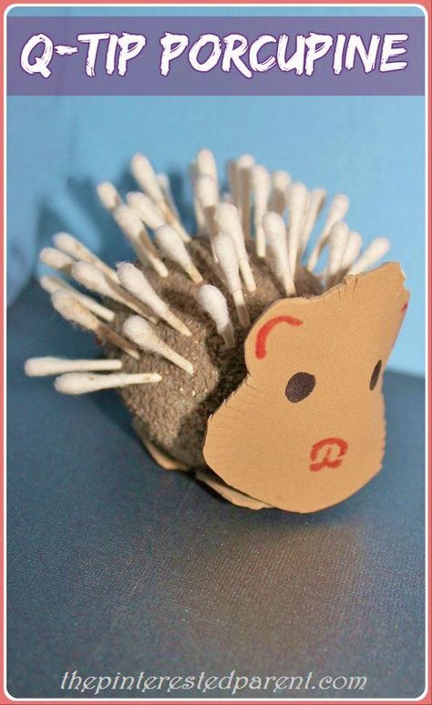 Q-tip porcupine craft    #prek #preschool #letteroftheweek #Q#playtimefelts #iteach #iteachprek Porcupine Craft, P Activities, Styrofoam Eggs, Letter P Crafts, Hedgehog Craft, Alphabet Crafts, Kid Friendly Activities, Cheap Crafts, Letter Q