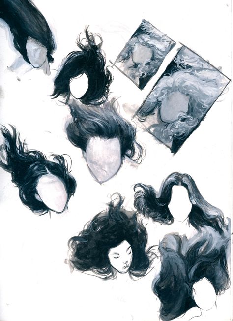 Hair Underwater, Underwater Hair, Hair Drawing Reference, Underwater Drawing, Drawing Hair, Hair Sketch, Water Drawing, Hair Drawing, Under Water