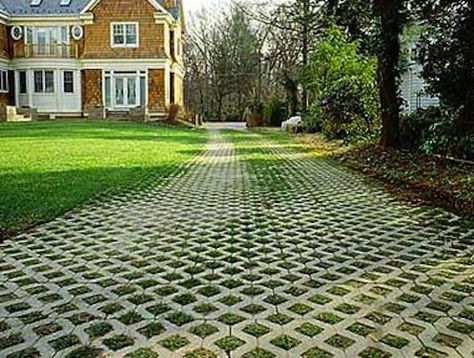 Driveway-Drainage Grass Pavers Driveway, Driveway Design Ideas, Permeable Pavers Driveways, Turf Paver, Driveway Materials, Grass Driveway, Block Paving Driveway, Landscape Hardscape, Grass Pavers