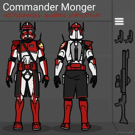 CC- 4010 is a clone commander and the leader of Iron Company and sends his men out to inspect any ship coming in and out of Coruscant. As an inspection officer, Monger has a short temper when people don't follow instructions and will not hesitate to use force if needed. He added a visor to his helmet after an incident where a hidden criminal slashed across his face with a vibrosword and nearly killed him. Custom Clone Trooper Designs, Commander Thorn, Clone Legions, Coruscant Guard, Galactic Marine, Star Wars Commando, Clone Armor, Clone Trooper Armor, There Are No Mistakes