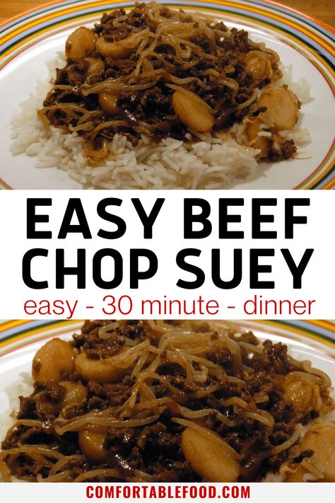 Hamburger Chop Suey Recipe, Beef Chop Suey Recipe, Chop Suey Recipe Chinese, Vegetable Chop Suey, Pork Chop Suey, Chopsuey Recipe, Chop Suey Recipe, Recipe With Ground Beef, Beef Chops