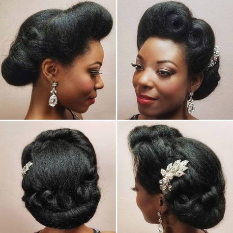 1950s Fashion Women Hairstyles, Vintage Afro Hairstyles, 40s Hairstyles Black Women, 1930s Black Women Hairstyles, 1950s Hair Black Women, Black Pinup Hairstyles, Pin Up Black Women, Vintage Black Hairstyles, Vintage Hairstyles Black Women