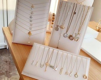 Display For Craft Show, Wooden Jewelry Stand, Wooden Jewelry Display, Wood Jewelry Display, Necklace Displays, Jewelry Display Ideas, Multi Necklace, Earring Display Stands, Jewelry Organizer Wall