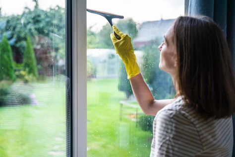 This $24 Window Cleaning Kit Is the Secret to "Crystal Clear Glass" (It Makes the Job So Easy!) Woman Cleaning, Spring Cleaning Tips, Cleaning Windows, Old Wooden Boxes, Shaped Windows, Tall Windows, Window Squeegee, Spring Cleaning Hacks, Richmond Hill