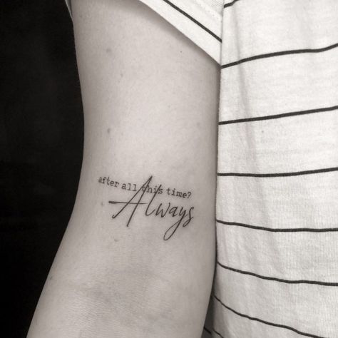 Harry Potter Quotes Tattoo Ideas, Hogwarts Tattoo Small, Simple Tattoos With Meaning Quotes, Always Tatoos Harry Potter, Pretty Harry Potter Tattoos, Harry Potter Related Tattoos, Small Tattoo Ideas Harry Potter, Small Tattoo Harry Potter, Tiny Harry Potter Tattoos For Women