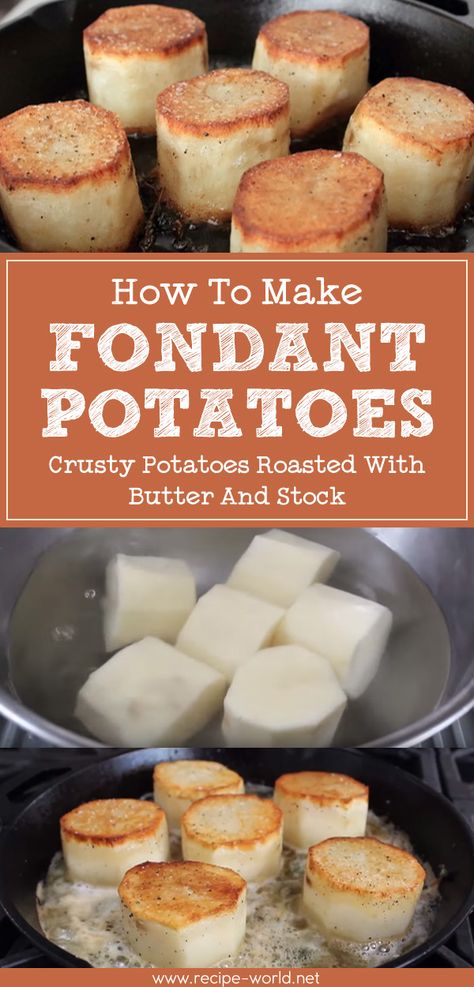 Fondant Potatoes Gordon Ramsay, Gourmet Potatoes Recipes, Crusty Potatoes, Gourmet Potatoes, Potato Ideas, Veggie Sandwiches, Culinary Basics, French Appetizers, Masterchef Recipes