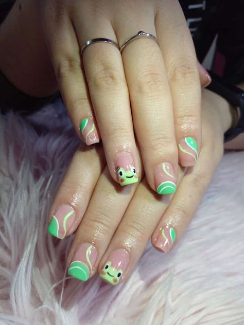 Froggy Nails, Frog Nail Art, Frog Nails, Cute Simple Nails, Frog Art, Simple Nails, Nail Ideas, Nail Art, Nails