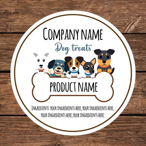 "If you are in need of Dog Treat Stickers this template are perfect for your requirements! Printed in white glossy material sizes available 1.5\" circle 2\" circle 2.5\" circle 3\" circle *YOU MAY RECEIVE YOUR LABELS ON A SHEET OR ROLL DEPENDING ON THE SIZE AND QUANTITY ORDER.* Professionally printed up to 1600 dpi Please add the information that you would like on the labels in PERSONALIZATION after you order we will send a digital proof for approval - Choose your quantity and size within the dr Dog Treat Labels, Treats Packaging, Bakery Stickers, Dog Treat Packaging, Dog Treats Homemade Easy, Wonder Pets, Canva Etsy, Healthy Dog Treats Homemade, Pet Treat