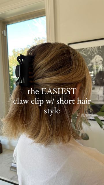 25 Gorgeous Claw Clip Hairstyles - Haircut Ideas Hair Half Up Half Down Short Length, Bob Hairstyles Claw Clip, Short Wavy Hair Claw Clip, Clip Up Short Hair, Bob Hair Clips Style, Bob Hair Claw Clip, Hair Claw For Short Hair, Claw Clip Hairstyles Short Hair Half Up Half Down, Short Bob Claw Clip