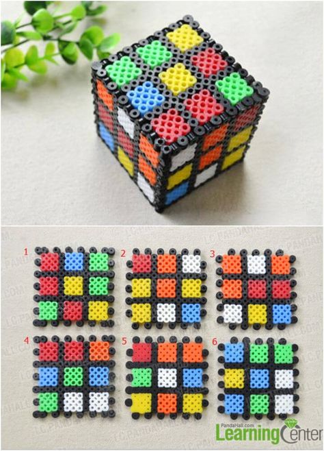 3d Perler Bead Patterns, Rubric Cube, Melty Bead Designs, Melt Beads Patterns, Hamma Beads Ideas, Easy Perler Bead Patterns, Melty Bead Patterns, Kandi Kid, Pearl Beads Pattern