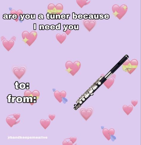 Flute Pick Up Lines, Piccolo Instrument Memes, Marching Band Valentine Cards, Music Pickup Lines, Band Pickup Lines, Band Valentine Cards, Band Pick Up Lines, Saxophone Jokes, Music Pick Up Lines