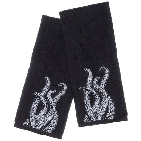 Octopus Bathroom, Gothic Bathroom, Bathroom Hand Towel, Sourpuss Clothing, Decorating Bathroom, Attitude Clothing, Nautical Bathrooms, Hand Towels Bathroom, Nautical Home