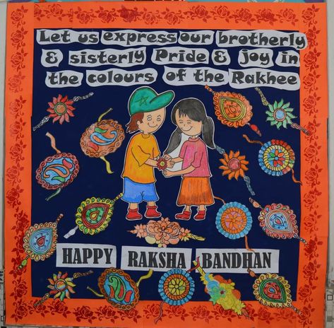 Rakhi Chart For School, Rakshabandhan Bulletin Board, Raksha Bandhan Chart For School, Raksha Bandhan Bulletin Board Ideas, Rakshabandhan Board Decoration, Rakhi Board Decoration Ideas, Raksha Bandhan Board Decoration Ideas, Raksha Bandhan Drawing, Rakhi Message