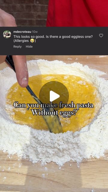 Marco on Instagram: "Fresh pasta has no limits! 
Your pasta dough consists of both ‘wet’ and ‘dry’ components, so the only limit to what you can create is your imagination! 
For fresh eggs pasta, my usual ratio is based on 1 egg per 100g of flour. 
For white pasta:
Since an egg weighs approximately 75g, I use 75g of water for every 100g of flour. (2 parts “00tipo” 1 part semolina)

This approach opens up the possibility of creating thousands of different types of pasta playing with different types of flours, eggs, veggies puree…
Just remember: you want a dough that is dry but malleable.

If you’re interested in learning how to make colored pasta using this method, let me know in the comments!

#cooking #food #pasta #homemade #handmade #foodart #italian #italiano #italianfood" How To Make Pasta Without Eggs, Pasta Without Eggs, Different Types Of Pasta, Types Of Pasta, Pasta Homemade, Colored Pasta, Food Pasta, Egg Pasta, White Pasta