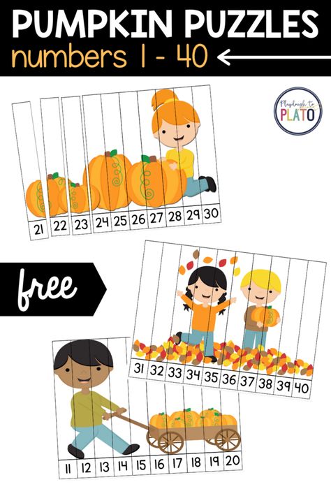 Fall Math Crafts Kindergarten, Fall Math Activities Kindergarten, Preschool Number Puzzles, Math Intervention Activities, Pumpkin Math Activities, Tk Classroom, Science Projects For Preschoolers, Fall Math Centers, Pumpkins Preschool