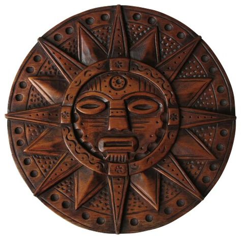 Inca Sun God, Skull Painting, Sun God, Bohemian Interior, Mexican Art, Wooden Crafts, Ecuador, Decorative Objects, South America