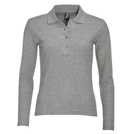 Fitted cut with side seams Taped neck Rib knit collar Narrow four button placket with self color buttons Hemmed sleeves Twin needle sleeves and hem Fabric weight: 210 gsm Material: 100% ringspun combed cotton Ladies size: S(6/8), M(8/10), L(10/12), XL(12/14). Size: M (8-10 US).  Color: Multicolor.  Gender: female.  Age Group: adult. Grey Shirt Women, Womens Dress Tops, Competition Swimwear, Polo Shirt Colors, Short T Shirt, Vetements T Shirt, Pique Polo Shirt, Long Sleeve Polo Shirt, Cotton Polo Shirt