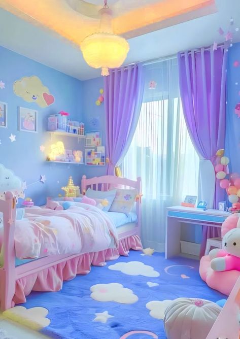 Pastelcore Room, Colorful Small Bedroom Ideas, Kids Room Theme Ideas, Whimsical Kids Bedroom, Pastel House Aesthetic, Aesthetic Nursery Room, Little Spaces Ideas, Pastel Rainbow Bedroom, Pastel Room Ideas