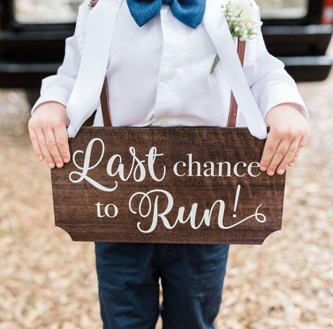 last chance to run wedding sign Mommy Text, Glitter Table Numbers, Ring Bearer Sign, Card Table Sign, Ring Bearer Signs, Flower Girl Signs, Wedding Ring Bearer, Sign For Wedding, Wedding Photo Props