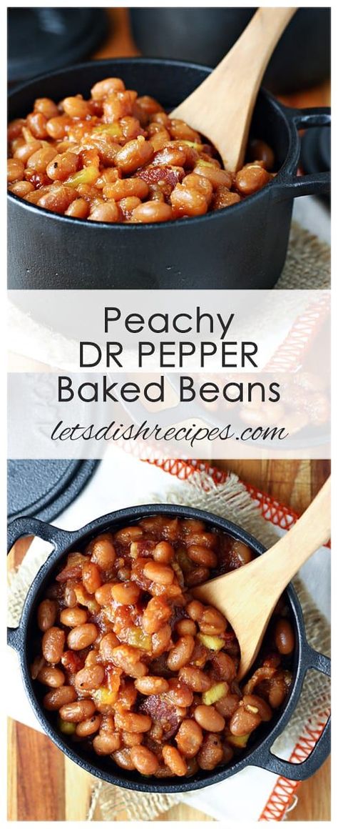 Dr Pepper Baked Beans, Bbq Beans, Veggie Pasta Salad, Baked Beans Recipe, Peach Preserves, Baked Bean Recipes, Smoked Meats, Beans Recipe, Peach Recipe