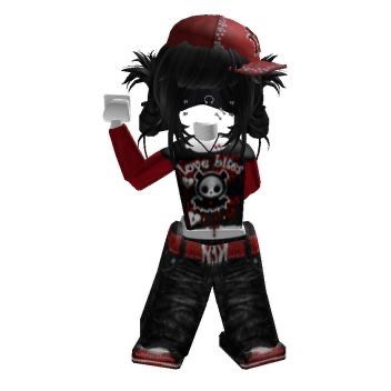 Red Y2k Roblox Avatar, Black And Red Roblox Avatar, Rblx Outfit Ideas, R15 Roblox Fits, Roblox Avatar Ideas Y2k Emo, Emo Outfits Roblox Girl, Emo Roblox Character, Roblox Scene Outfits, Roblox Emo Avatars