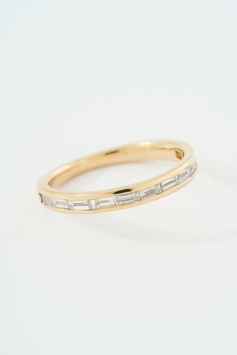 TAPERED EAST WEST BAGUETTE BAND – Stvdio Brooklyn East West Emerald Ring With Wedding Band, East West Baguette Ring, Baguette Ring Band, Baguette Eternity Band, Thick Gold Band, Ring Leader, Baguette Band, Baguette Wedding Band, Single Af