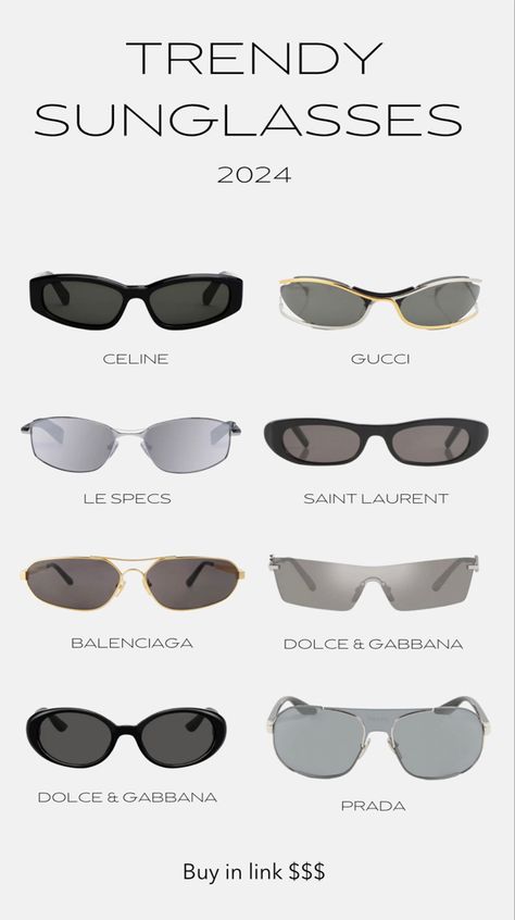 8 popular sunglasses from different luxury brands like prada gucci balenciaga celine dolce & gabbana and more they are buyable in my link Prada Aesthetic Sunglasses, Fall Sunglasses 2024, Sunglasses Women Trendy, Luxury Brand Sunglasses, Branded Sunglasses For Women, Spring 2024 Accessories, Sunglasses 2020 Trends Women, Women’s Designer Sunglasses 2024, Must Have Sunglasses Women