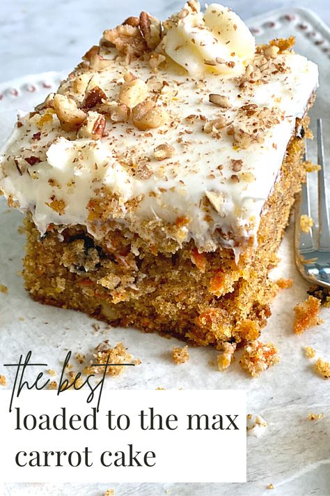 slice of carrot cake on a white plate. Carrot Cake Recipe Homemade, Chocolate Sheet Cake, Best Carrot Cake, Sheet Cake Recipes, Cake Recipes From Scratch, Cream Cheese Icing, Carrot Cake Recipe, Sheet Cake, Perfect Desserts