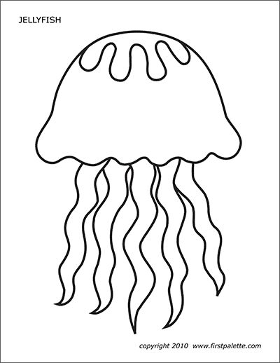 Outline Of Sea Animals, Jelly Fish Crafts Toddlers, Printable Sea Animals, Jelly Fish Template Free Printable, Jellyfish Coloring Page Free Printable, Jellyfish Printable Template, Sea Animal Printables Free, Sea Creature Templates Free Printable, Under The Sea Templates Free Printable