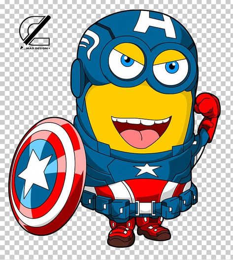 Captain America Clipart, Minion Avengers, Minion Superhero, Minion Party Theme, Minion Painting, Minion Drawing, Superhero Captain America, Minion Art, Captain America Art