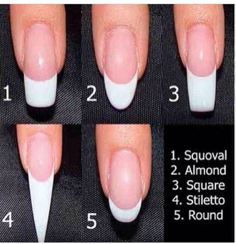 What's your shape? #nails #nailart #manicure #nailshapes Fake Nails Shape, Nail Shape Chart, Wide Nails, French Pedicure, Glitter Nails Acrylic, Acrylic Nail Shapes, Different Nail Shapes, Sns Nails, Pedicure Designs