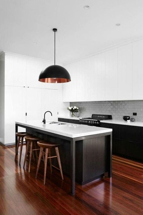 4 Modern Kitchen Colour Schemes Inspiration - TLC Interiors Modern Kitchen Colours, Monochrome Kitchen, Wood Floor Colors, Kitchen Color Palettes, Colour Palate, Mahogany Flooring, Cherry Wood Floors, Kitchen Colour, Living Room Wood Floor