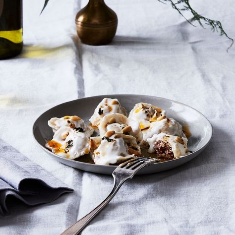 Shish Barak (Lebanese Lamb Dumplings in Yogurt Sauce) Recipe on Food52 recipe on Food52 Shish Barak, Dumpling Filling, Toasted Pine Nuts, Fried Dough, Eastern Cuisine, Dumpling Recipe, Lebanese Recipes, Yogurt Sauce, Lamb Recipes